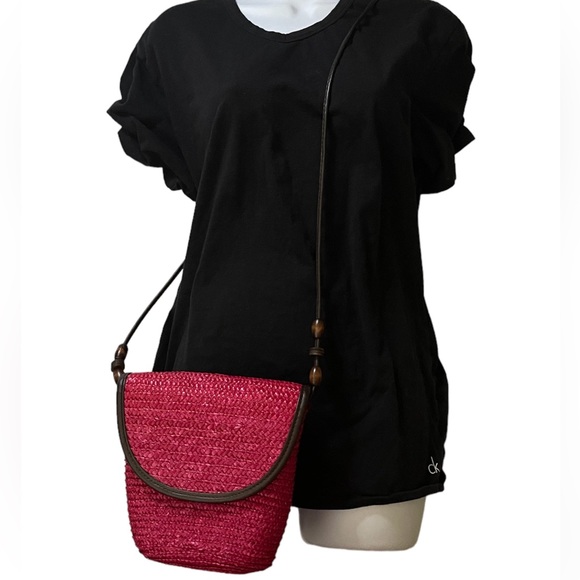 Pink Straw Crossbody Bag - Picture 4 of 4